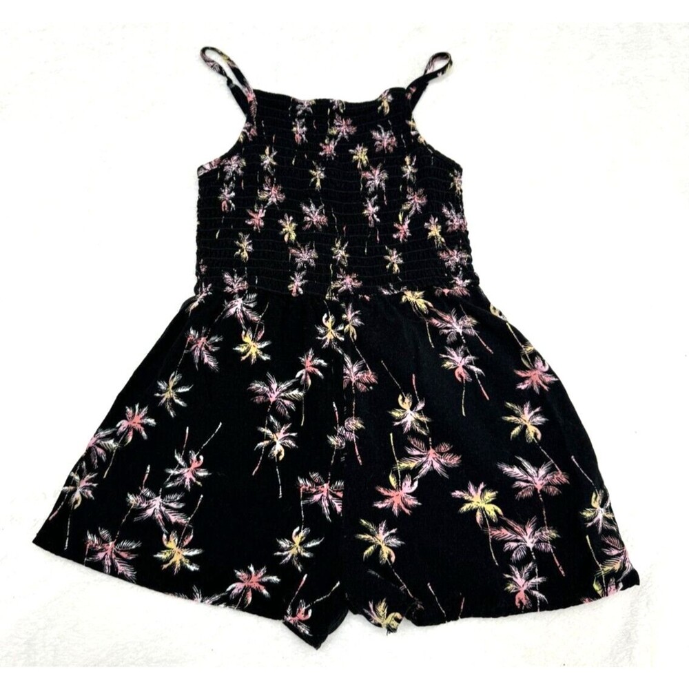 Art Class Girls Black Romper with Pink & Yellow Palm Trees Retro 80s Medium 8